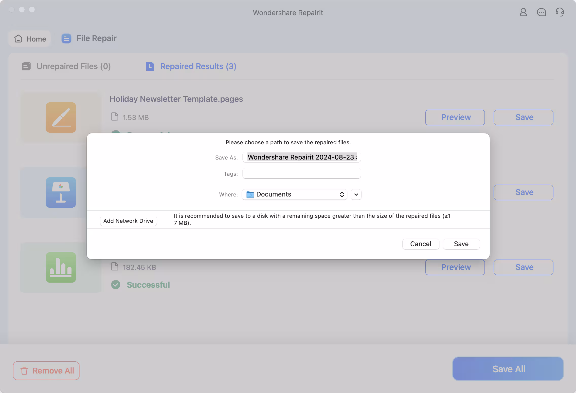 repairit download repaired key file