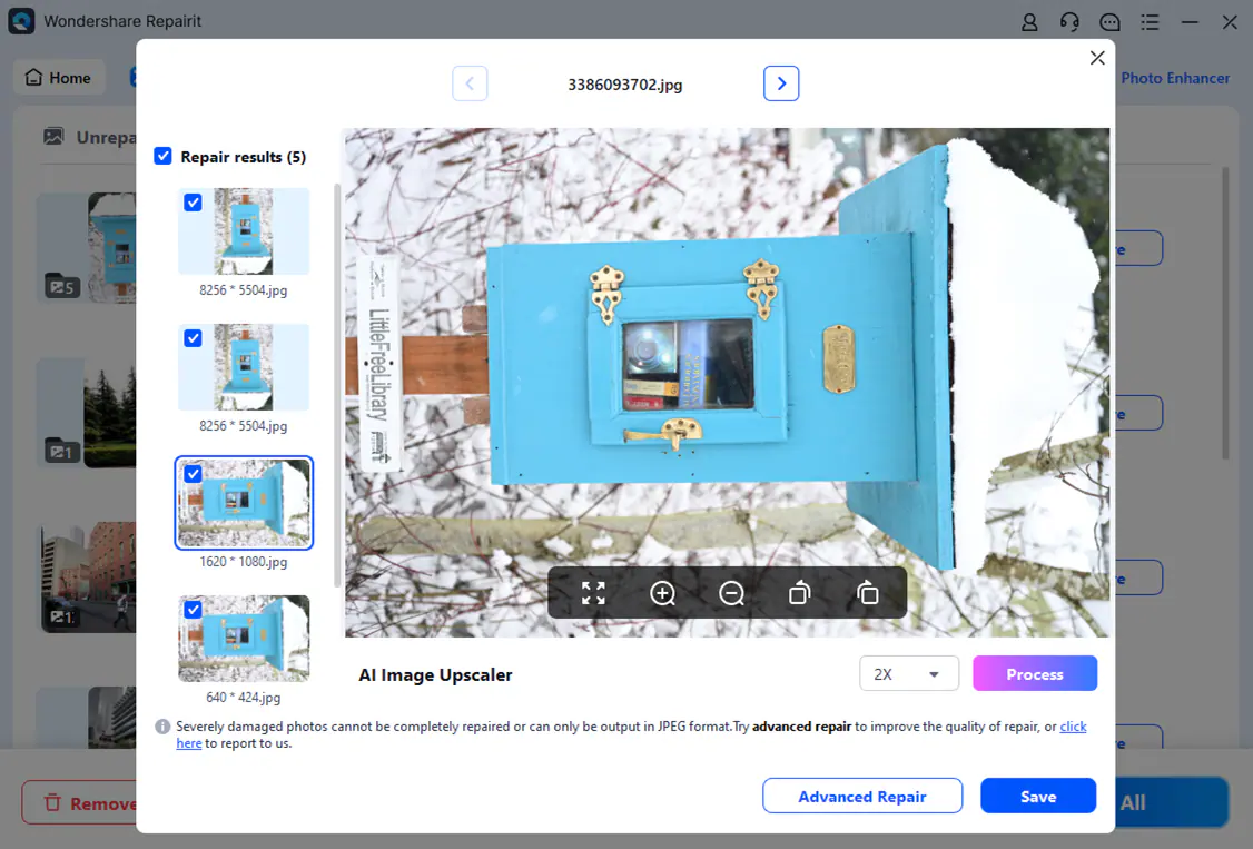 use ai image upscaler before saving the photo