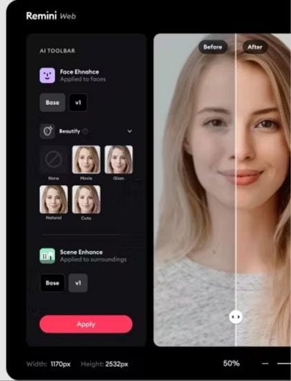 remini ai website for photo editing