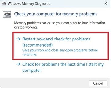 run windows memory diagnostic 