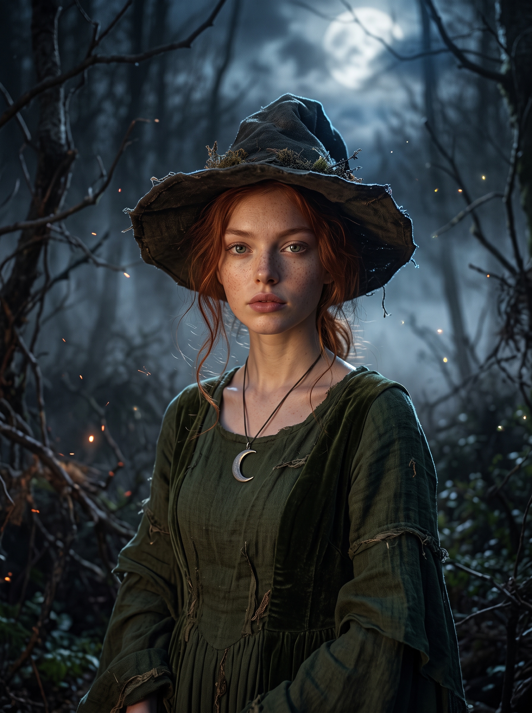 hallowen-ai-custom-photos-moonlit-forest-witch