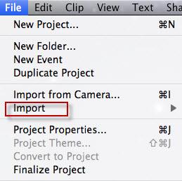 импорт видео в iMovie