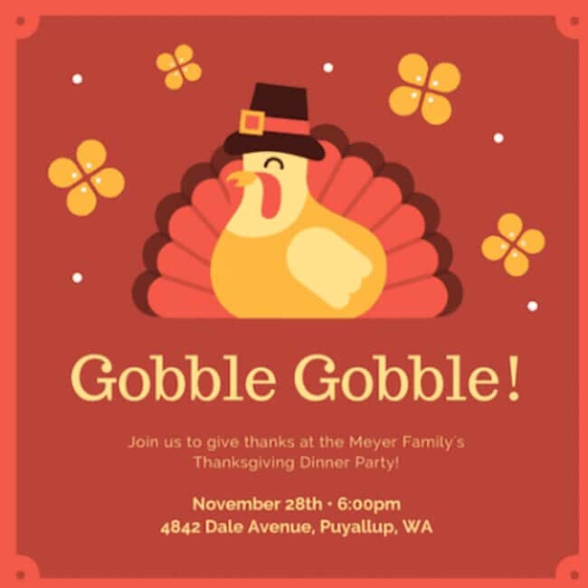 turkey-themed Thanksgiving invitation