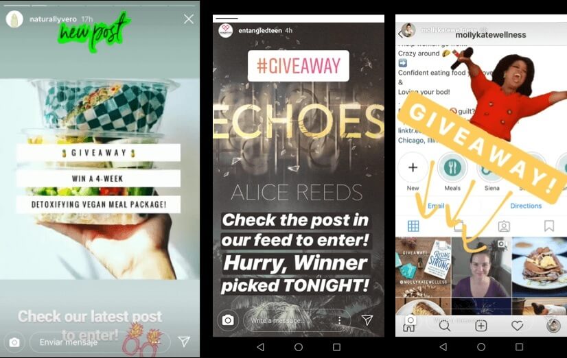 Giveaways or contest in Instagram posts