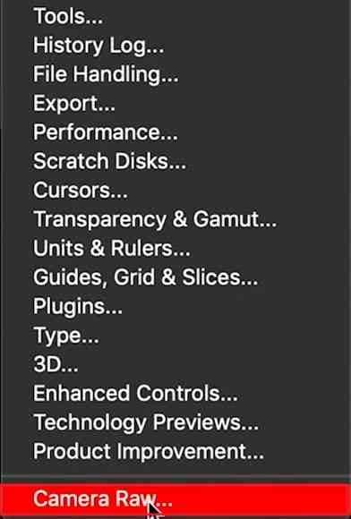 acceder a la pestaña camera raw de photoshop