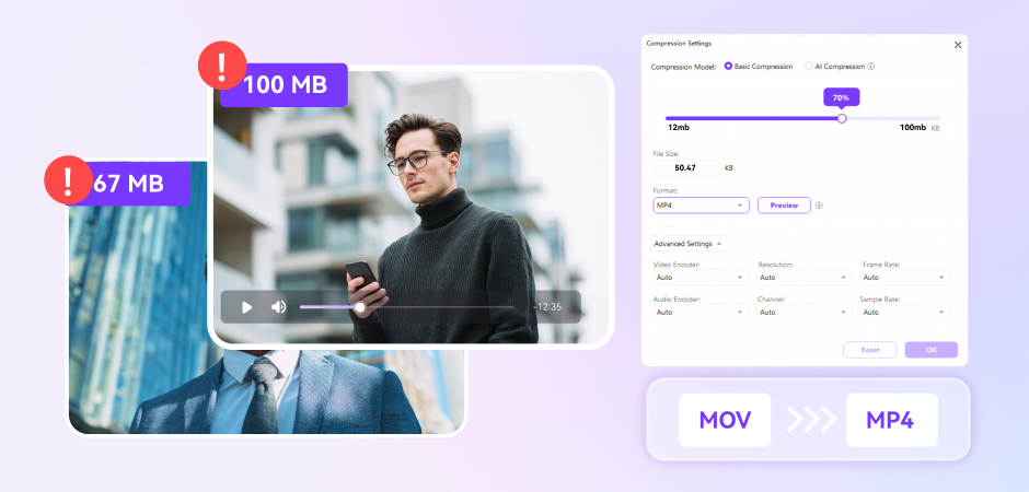 compress mov file for sharing
