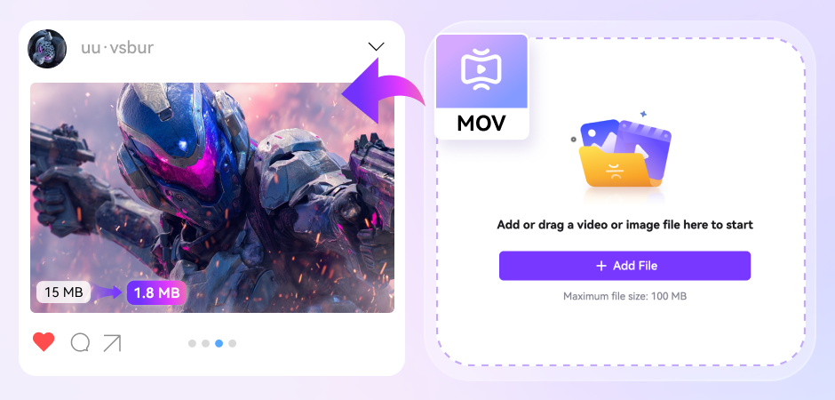 compress mov to mp4 for social media publishing