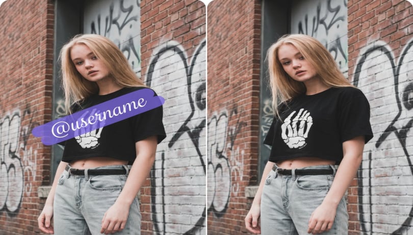 remove instagram username watermark from video