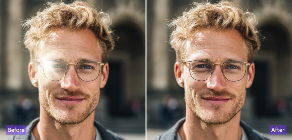 remove glasses glare from photos