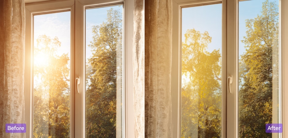 erase window and glass reflections