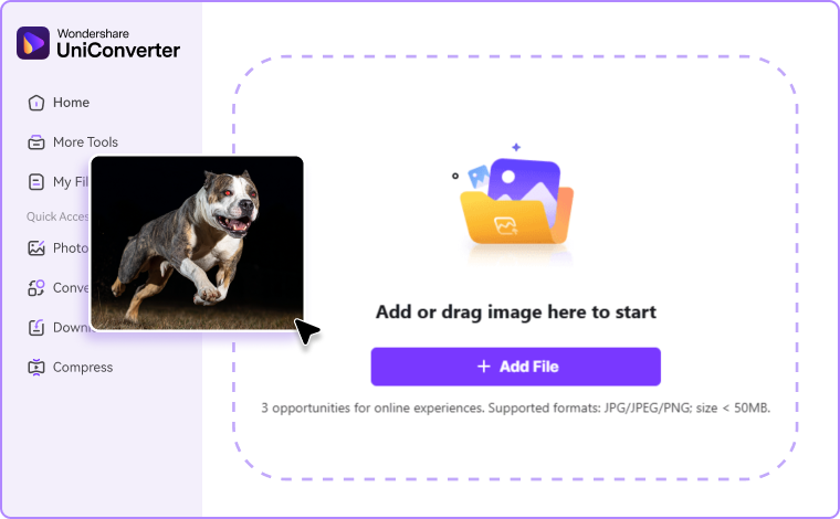 upload image to red eye remover