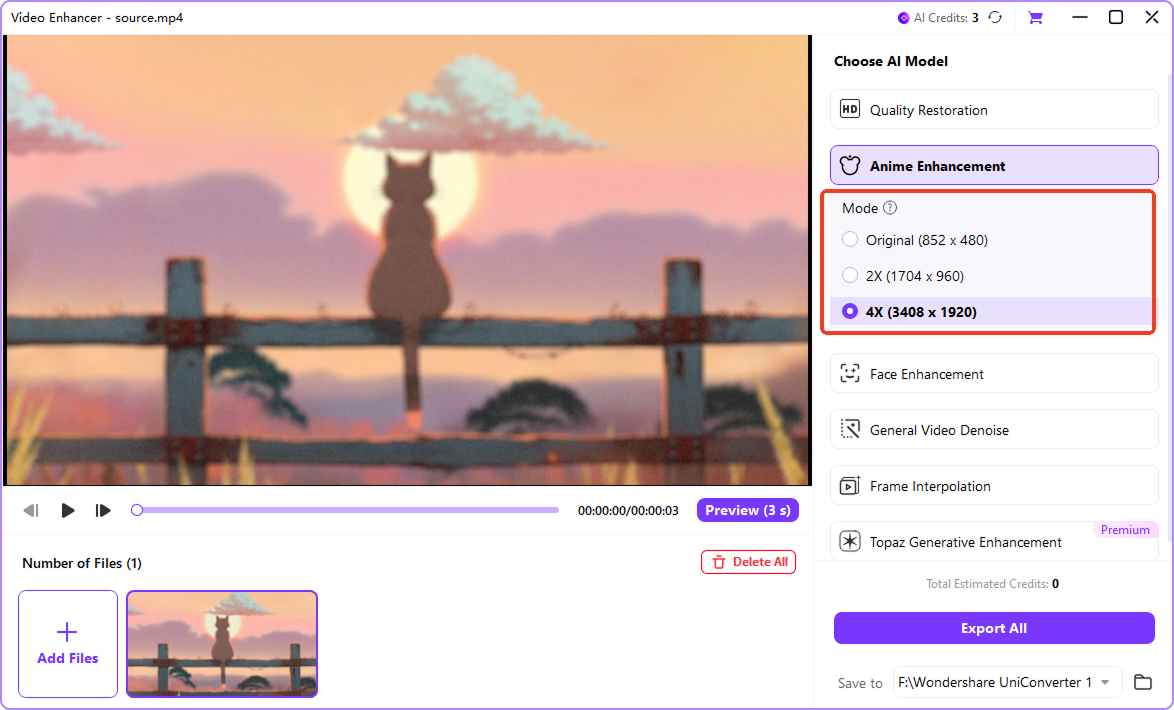 choose model and output resolution