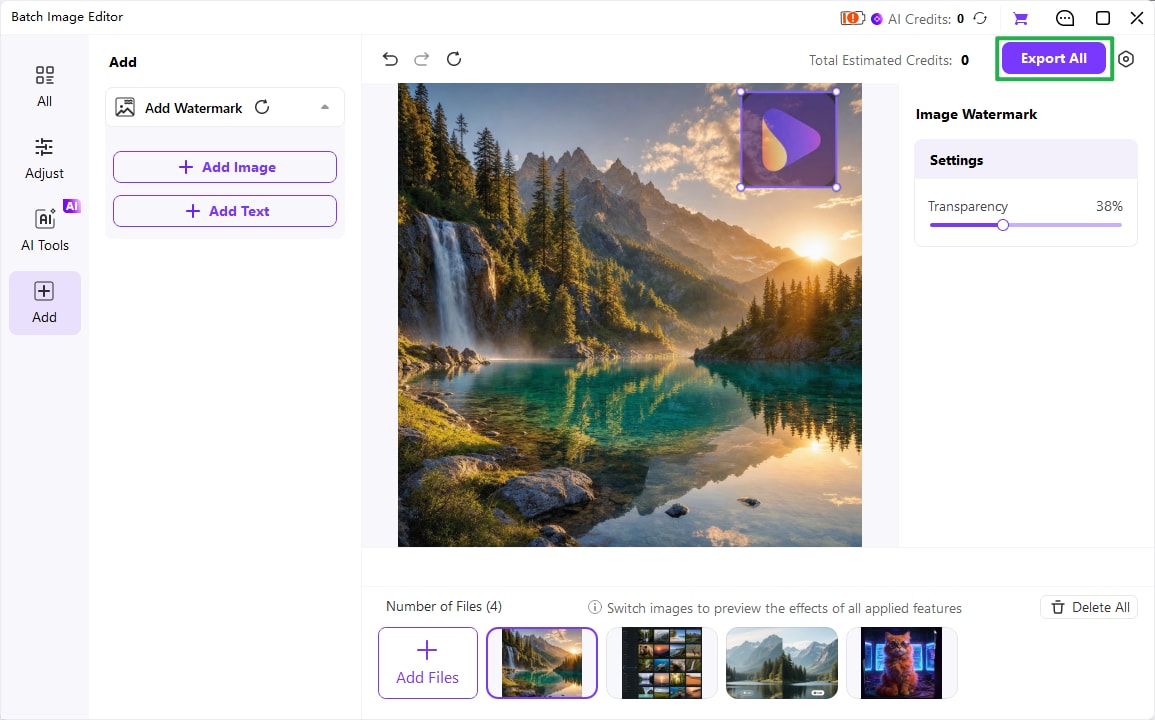 Review Placement and Export All
