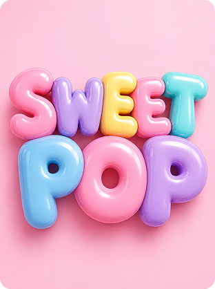 3D bubble text prompt example