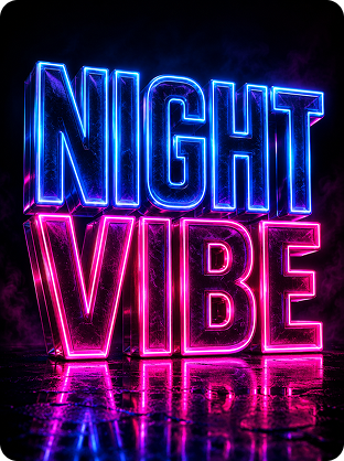 neon glow 3D text prompt example