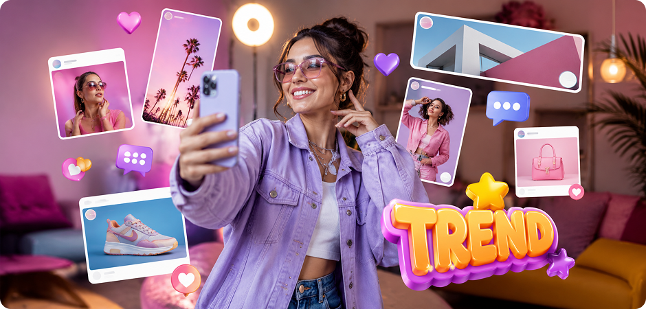 3D text for social media headline graphics