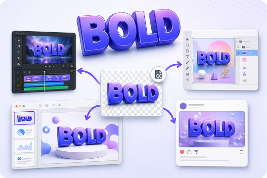 export 3D text PNG for creative apps