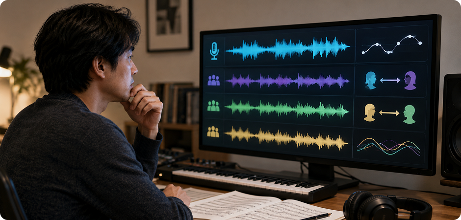 analyze vocal arrangement with isolated acapellas