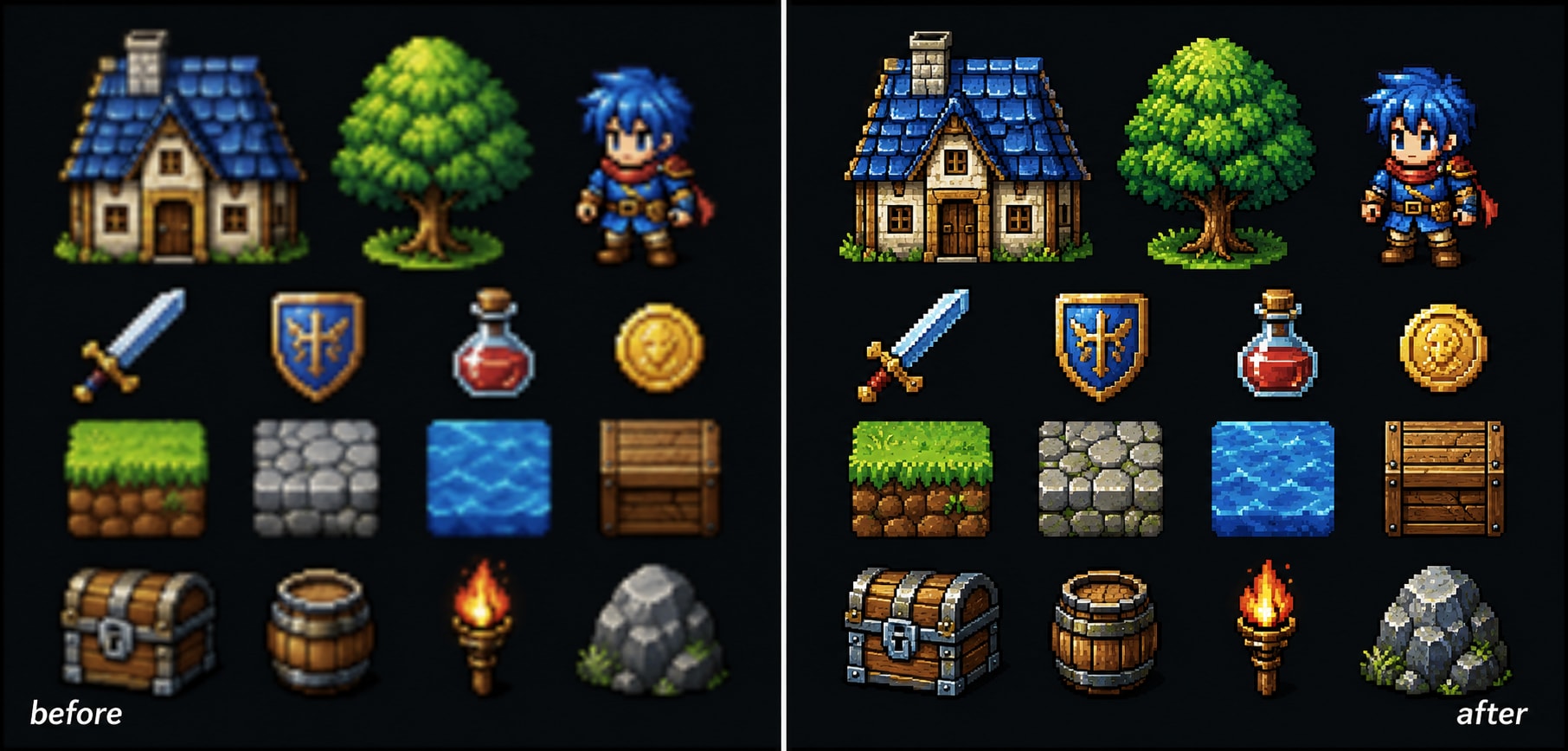 enhance pixel art for retro game assets