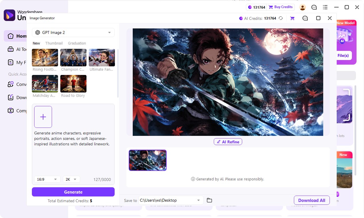 generate preview and download AI artwork