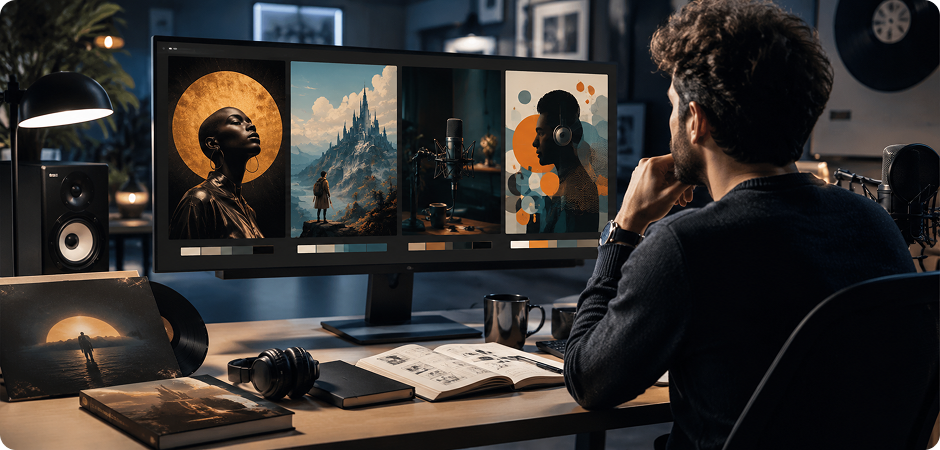 AI cover art generator for albums and books