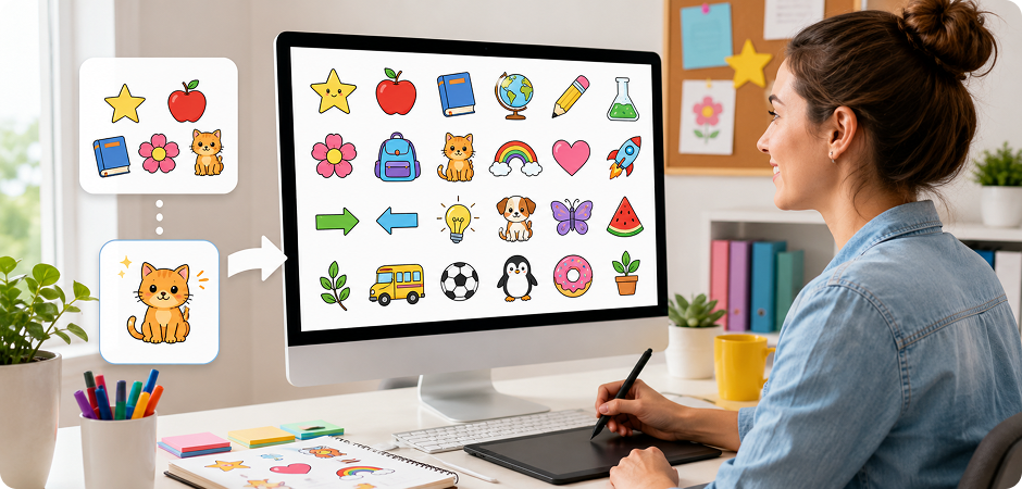 AI clip art generator for icons and simple graphics