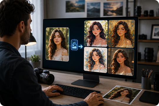 AI art generator from photo on desktop