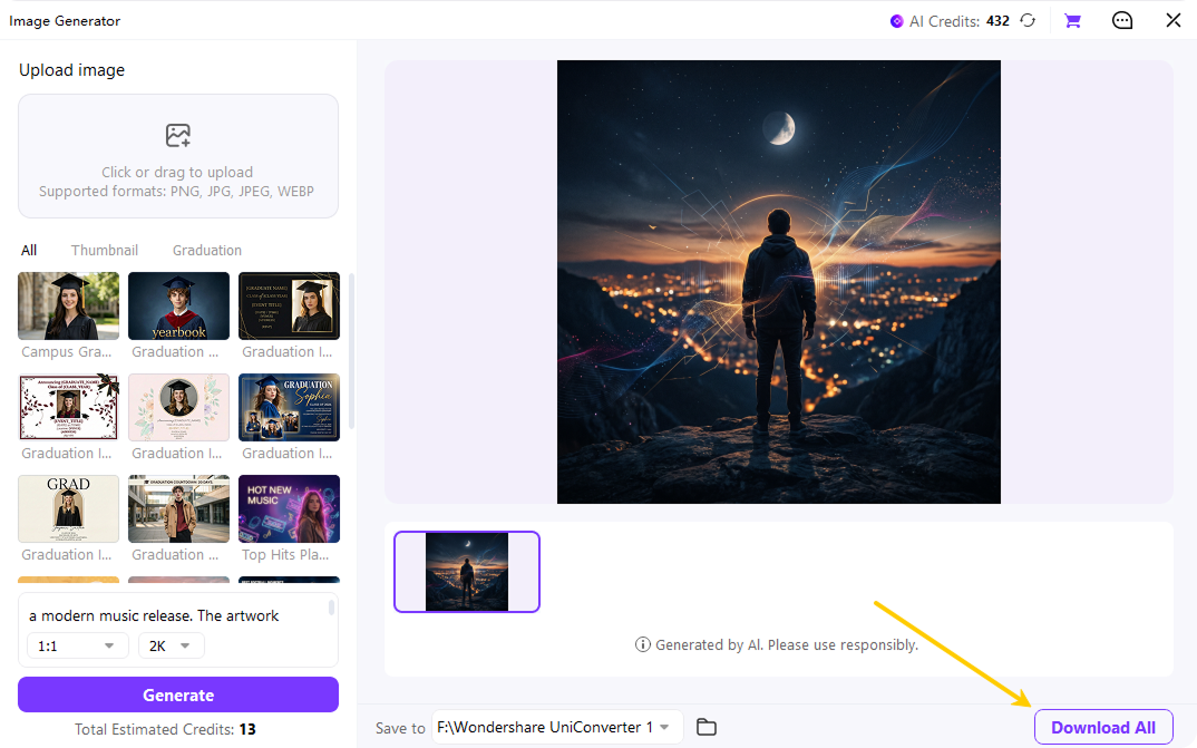 download generated album cover or continue editing on desktop