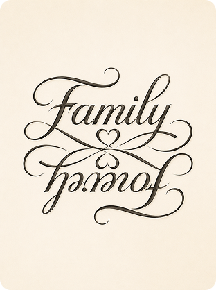 Family Forever ambigram prompt example