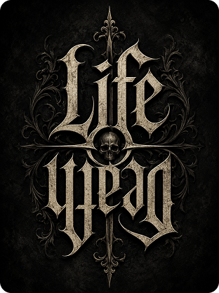 Life Death ambigram prompt example