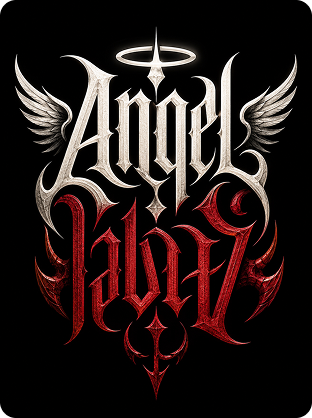 Angel Devil ambigram prompt example