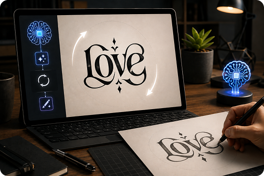 ai ambigram generator for cleaner rotational word art