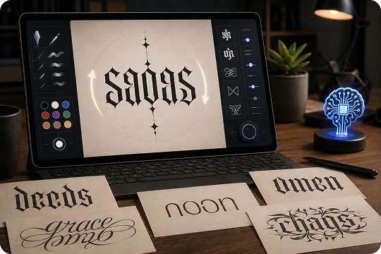 ambigram font generator with prompt-based style control