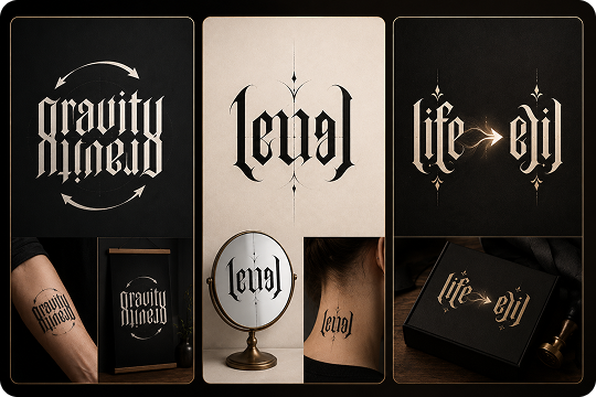 rotational mirror ambigram and symbiotogram generator