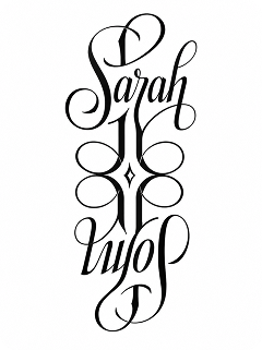 sarah and john couple names ambigram tattoo