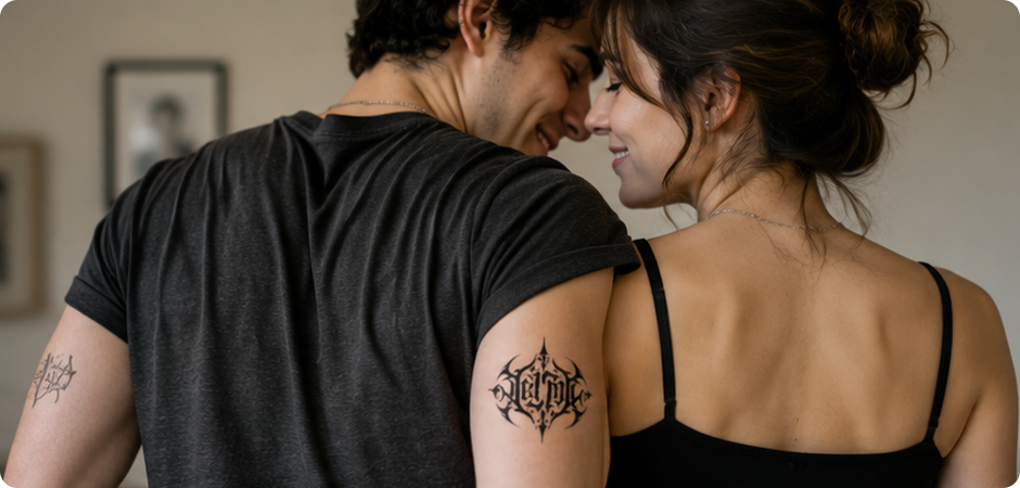 two name ambigram for couple and matching tattoos