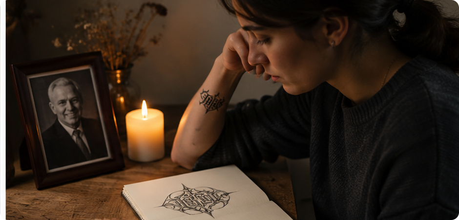 memorial name ambigram tattoo idea