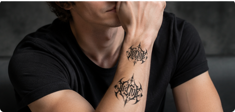 meaningful ambigram tattoo for wrist and forearm