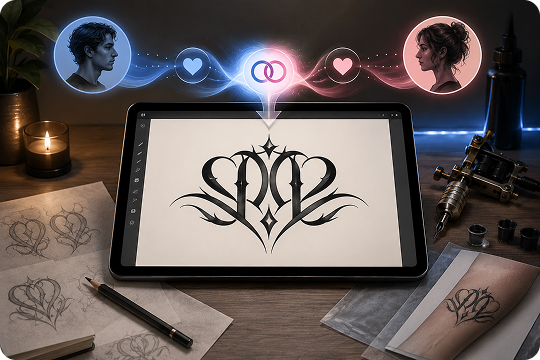 two word ambigram generator tattoo support