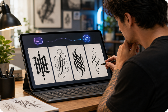 prompt based ambigram tattoo design styles
