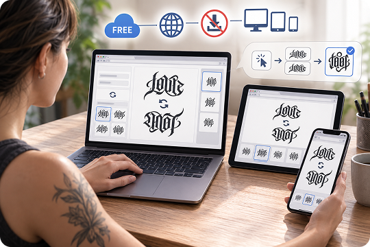 free online ambigram tattoo maker in browser