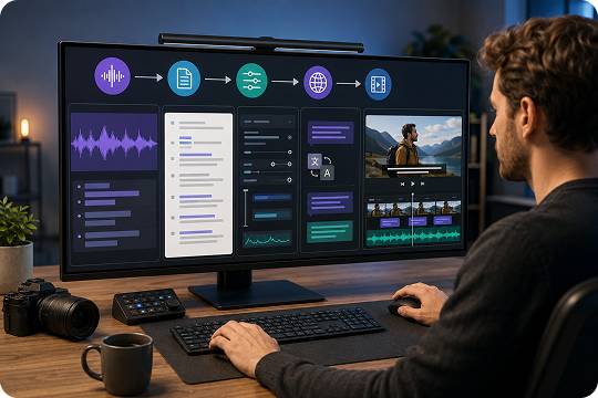 generate srt from audio and continue editing