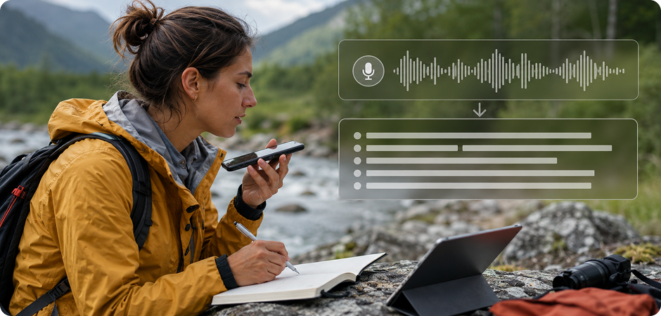 voice recordings to text for notes ideas and field work