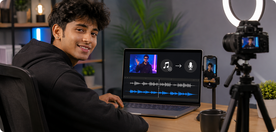 remove background music from video for youtubers and short form creators