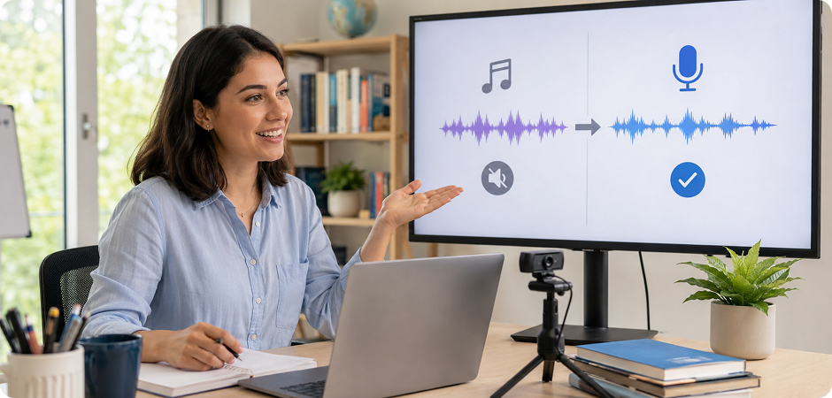 remove background music from lectures and course videos