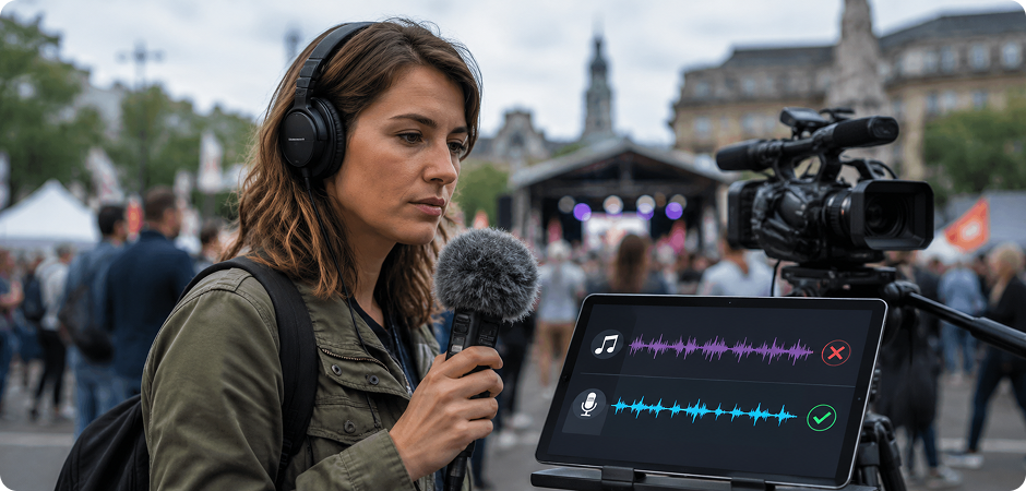 remove bgm from field recordings for journalists