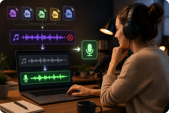 remove background music from audio and mp3 files