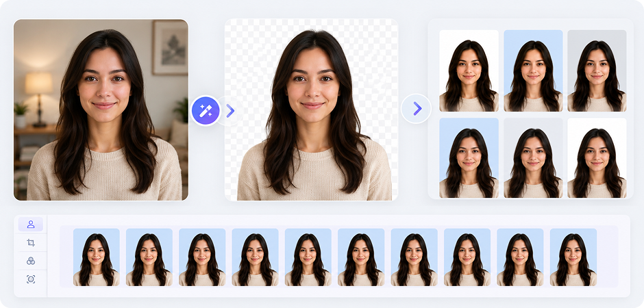 passport size photo background change for id and visa photos