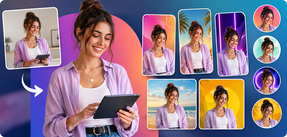 social media background changer to put a background on a photo