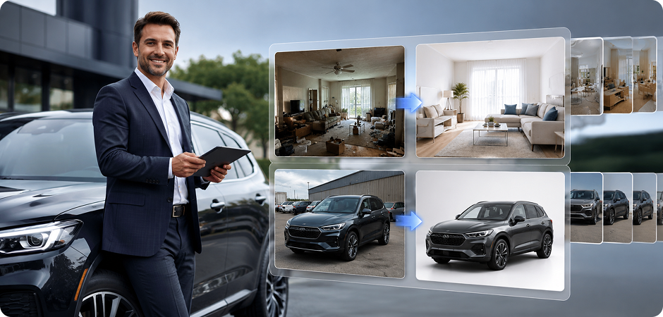 replace background online for real estate and car listing photos
